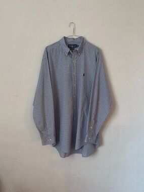 Ralph Lauren Yarmouth Navy / Sky Blue Check Lightweight Oxford 16.5 34 / 35
